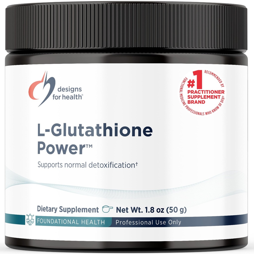 Designs for Health L-Glutathione Power 1000mg - Reduced L-Glutathione Powder Supplement to Support Normal Detoxification - Immune + Antioxidant Support - Easy Mix-in Drink Powder (50 Servings / 50g)