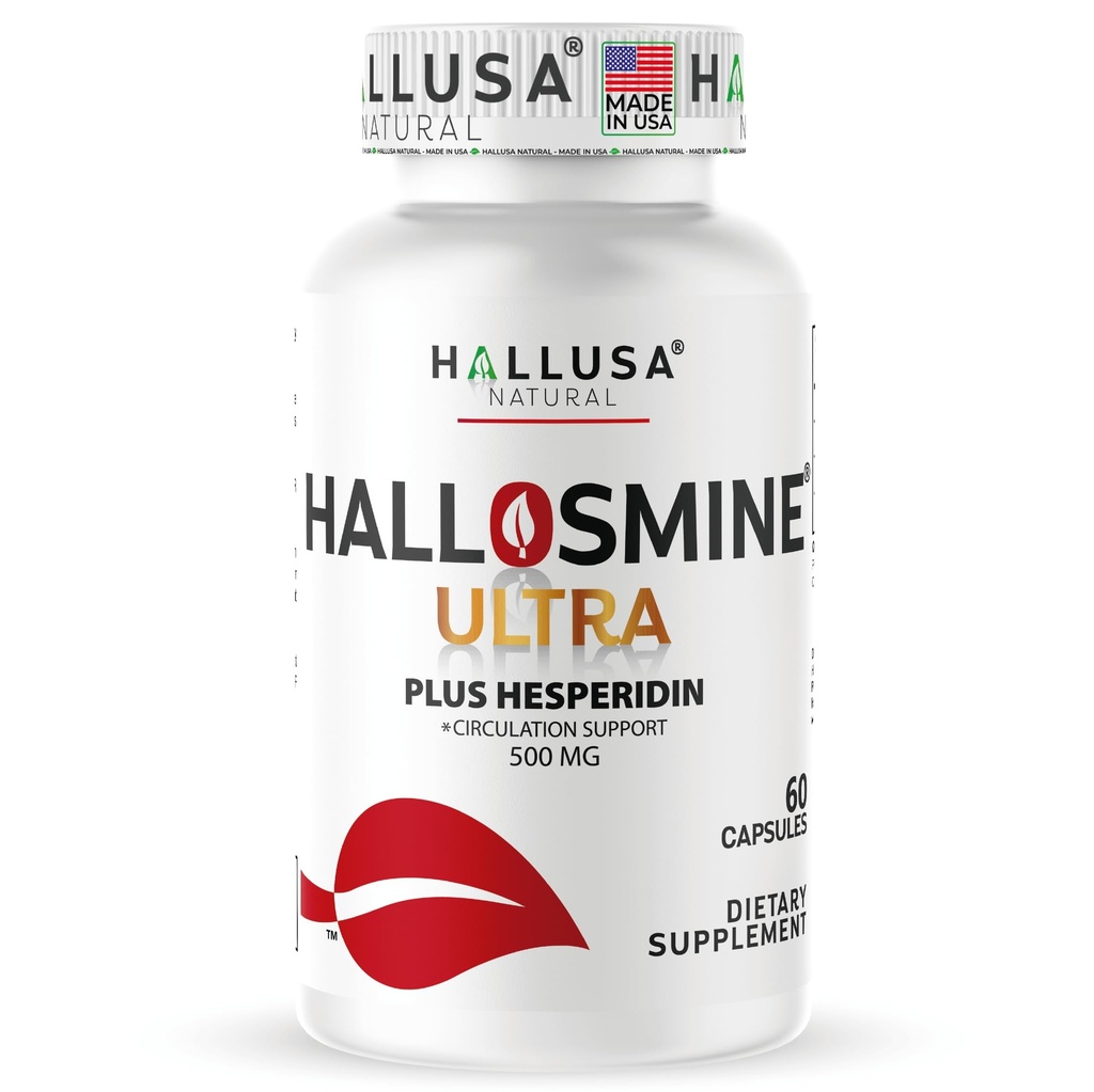 Hallusa Natural Hallosmine Ultra Diosmin 500mg & Hesperidin 150mg – Heavy Legs, Swelling & Vein - Blood Circulation Supplements, 60 Caps