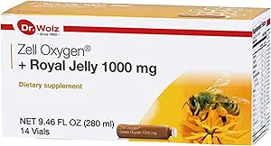 Dr. Wolz Zell Oxygen + Royal Jelly 1000 mg Supplement (14 Vials) Pure Bee Gold, Vitamin B, Biotin | Energy Metabolism Booster | Help Restore Healthy, Radiant Skin