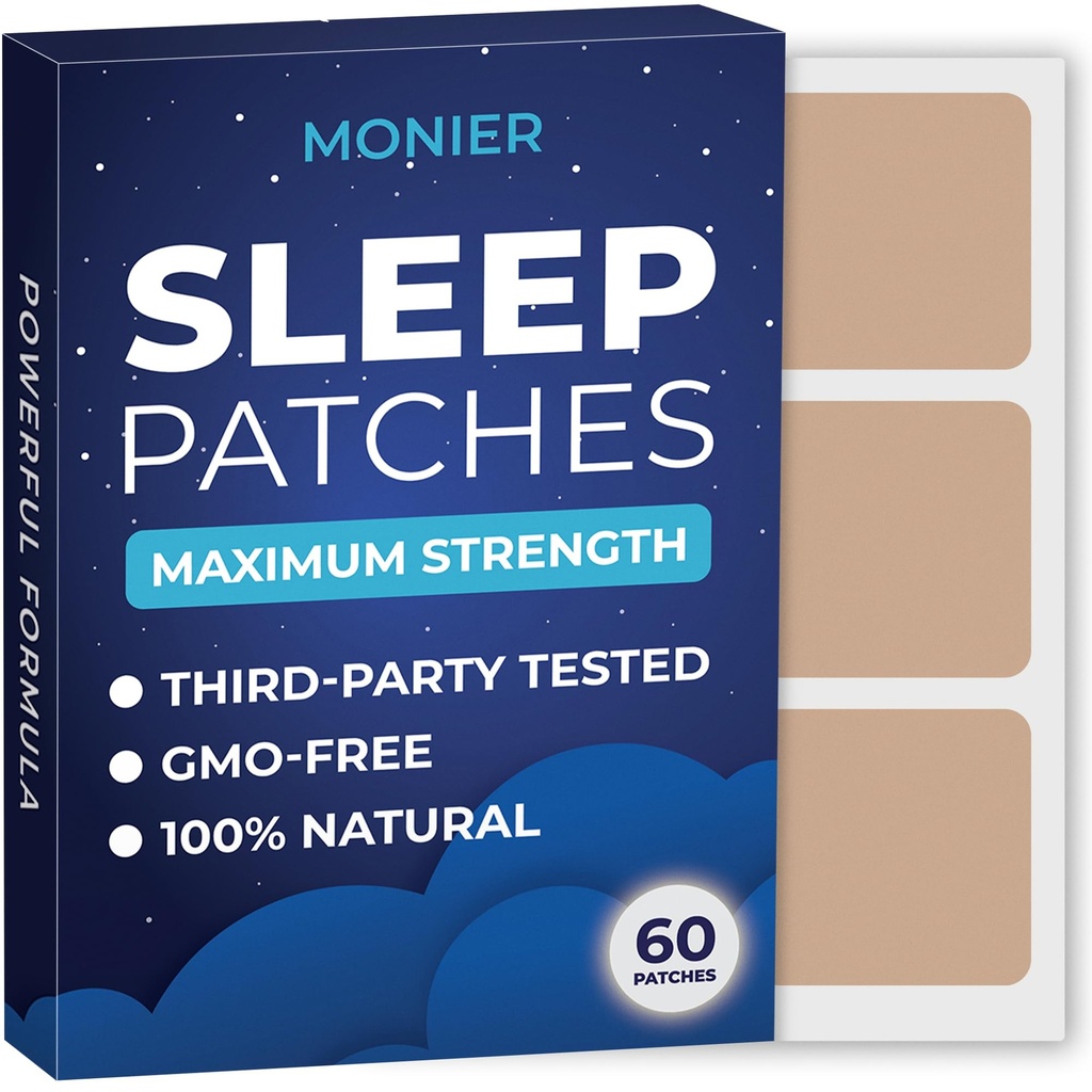 MONIER Sleep Patches for Adults Extra Strength | Easy-to-Apply Sleep Patch with Melatonin & Valerian | Relax & Wake Up Refreshed | Long-Lasting Night Comfort for Men & Women | 60 Patches