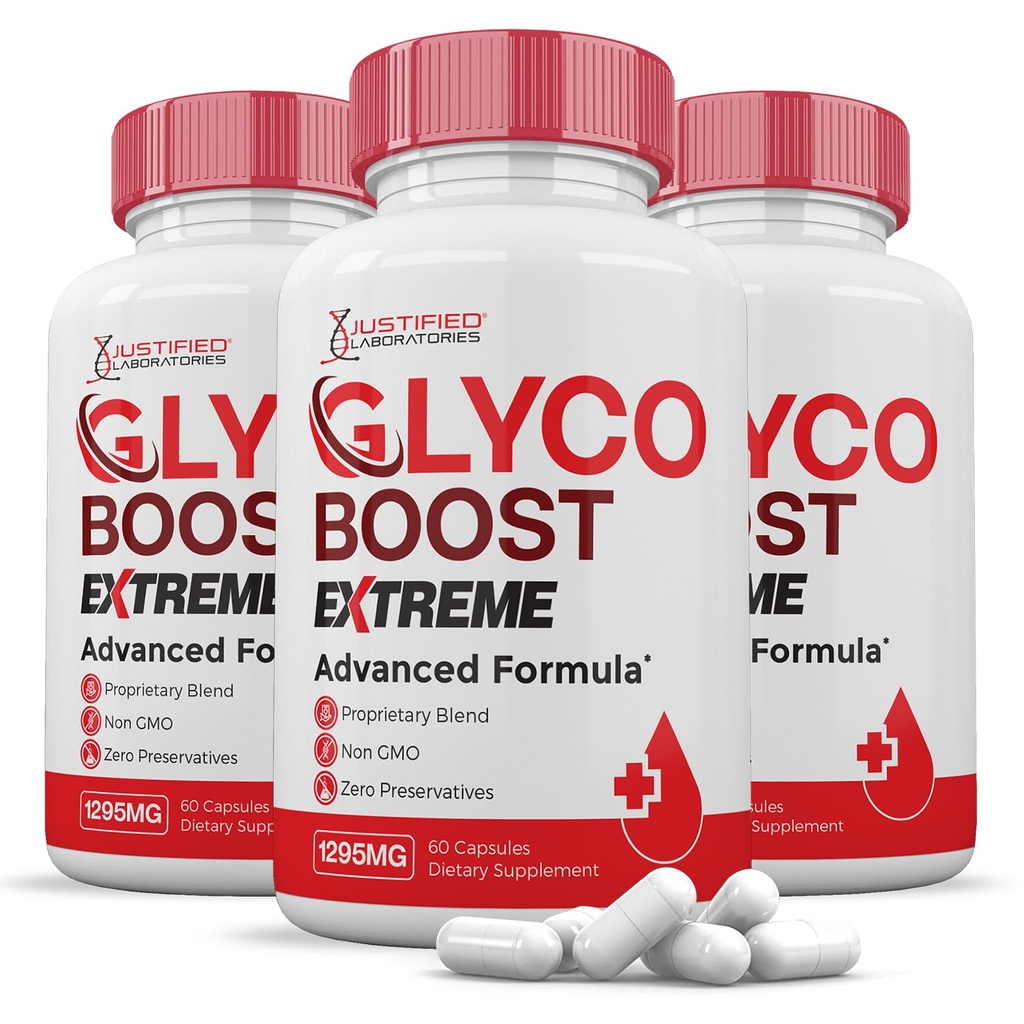 (3 Pack) Glyco Boost Pills Extreme 1295MG Glycogen Support Advanced Formula Glycoboost Gluco Support Formulated with Turmeric Berberine Resveratrol Garlic Bitter Melon Milk Thistle 180 Capsules
