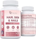 Hair Skin and Nails Vitamins with Biotin, Collagen & Hyaluronic Acid, Supports Healthy Hair Growth, Strong Nails & Glowing Skin, Biotin Supplement with Vitamins A, C, D3, E, B Complex & Minerals
