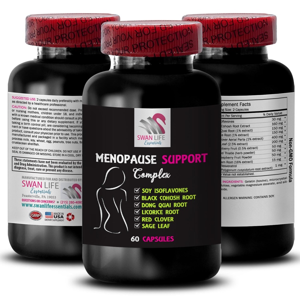 MENOPAUSE SUPPLEMENTS FOR WOMEN - red clover, hot flashes menopause relief, menopause relief herbs, soy isoflavones, wild yam root, night sweats, menopause support complex, menopause relief 1Bot