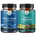 Bundle of Water Away Herbal Diuretic Pills HIgh Strength with Dandelion Leaf Extract & Green Tea for Bloating Relief and Liver Cleanse Detox & Repair - Milk Thistle for Digestion & Immune Health