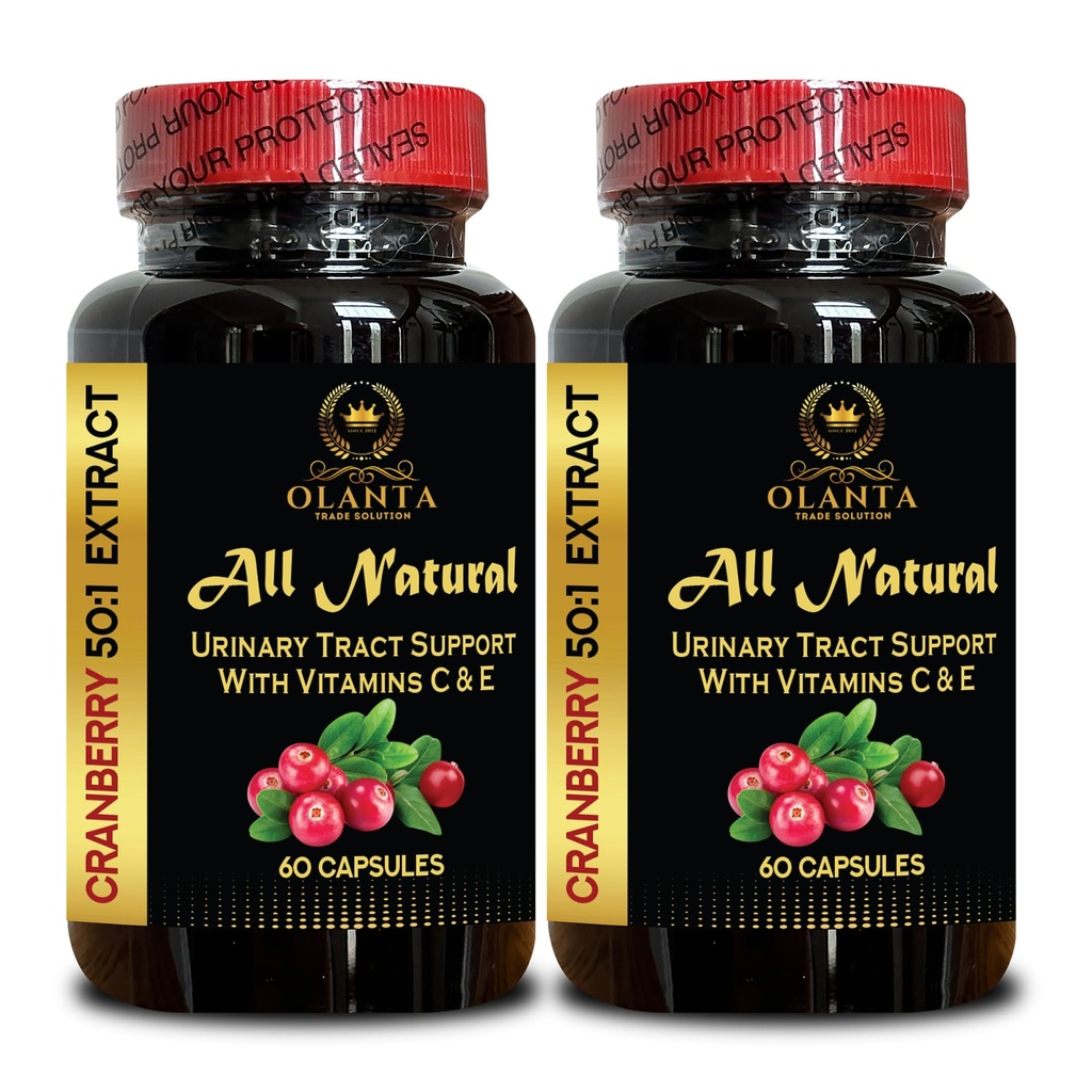 High Absorption Formula for Optimal Urinary Tract Wellness - Cranberry Extract Concentrated - Natural Bladder Support, Immune Support Pills - Antioxidant - 2 Bottles 120 Capsules