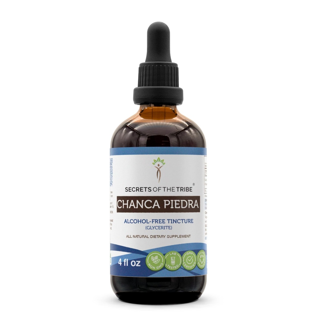 Secrets of the Tribe Chanca Piedra Alcohol-Free Tincture Extract, Chanca Piedra (Phyllanthus niruri) Dried Herb Tincture Supplement (4 FL OZ)