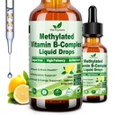 Methylated B Complex Liquid Drop Complete 9-in-1 Methyl B Vitamins w. B12 Methylfolate Inositol Choline TMG Vitamin C E, Super B-Complex Methylated for MTHFR Support, Energy Mood Nerve & Brain Health1