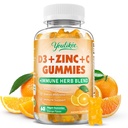 Vitamin C + D3 + Zinc Gummies for Adults, Immune Support Supplement with Elderberry, Echinacea & Mullein Leaf - Antioxidant Support, Sugar Free, Orange Flavor, 60 Count