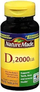 Nature Made Vitamin D3 2000 IU Tablets 100 ea (Pack of 2)