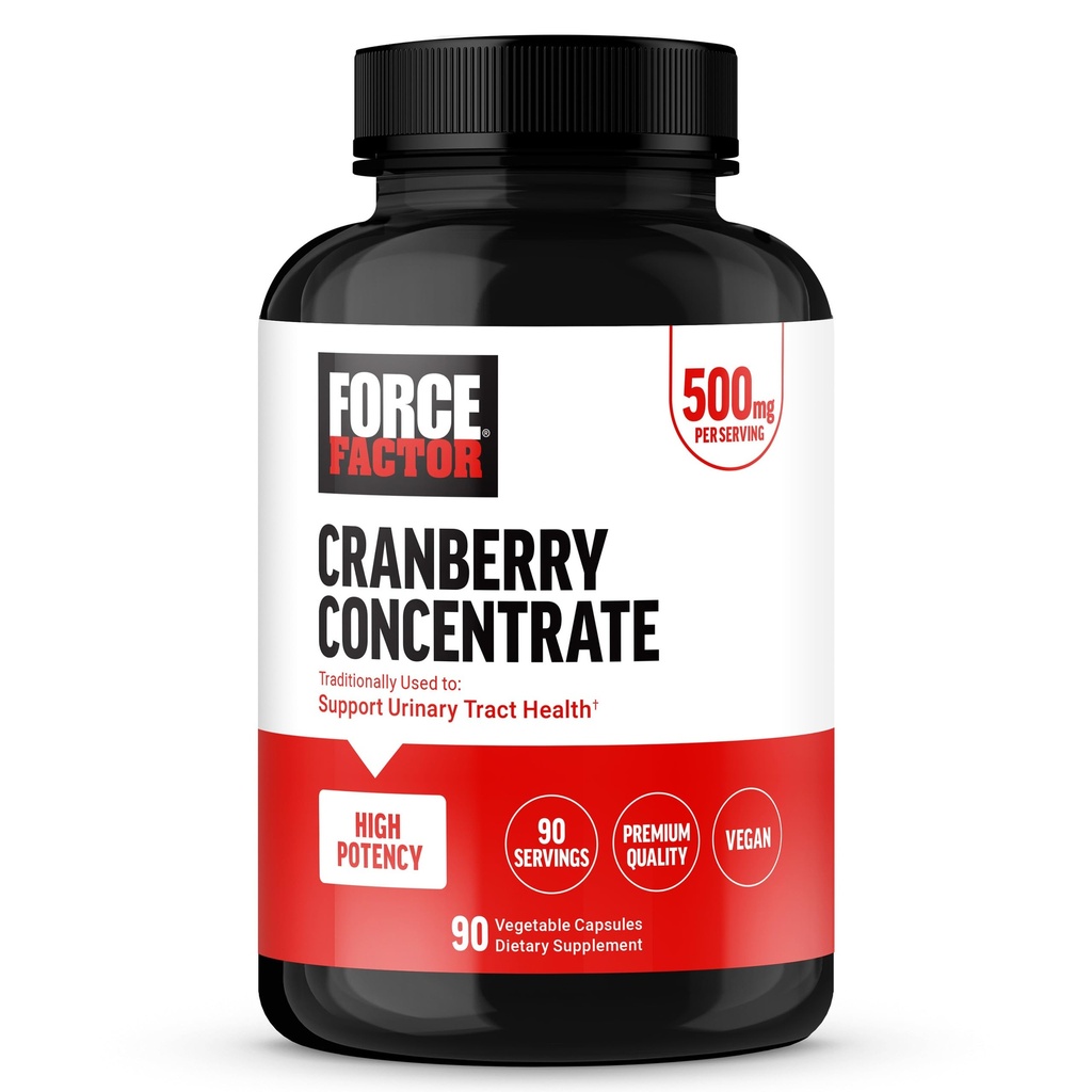 Force Factor Cranberry Concentrate, Cranberry Pills for Women and Men to Support Urinary Tract Health, High-Potency Cranberry Extract, Vegan Friendly, 90 Capsules