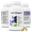 CalmSupport: Stress & Relaxation Support - Ashwagandha, Passion Flower, Valerian Root, Ginger, GABA, Velvet Bean, Motherwort, Oat Seed, L-Theanine, L-Tryptophan, Folate, C,B1,B6,B12,Zinc - 60 Capsules