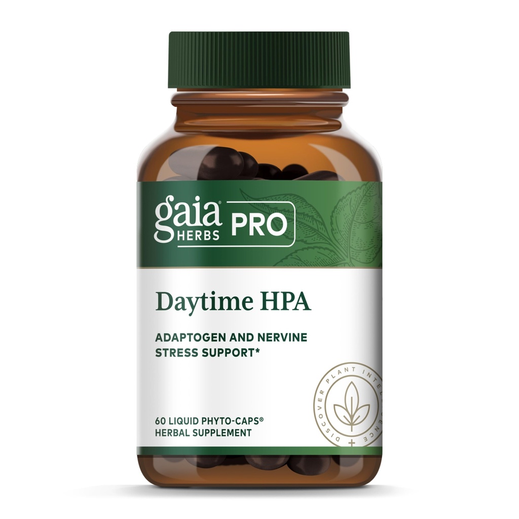 GAIA HERBS PRO Daytime HPA - Adaptogen Support Supplement - Nervous System Support Supplement with Olive Oil & Rhodiola* - Vegan, Gluten-Free, Soy-Free - 60 Liquid Phyto-Caps (30 Servings)