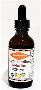 A2Z Organic Lugol's Iodine and Potassium Iodide 2% Solution 3000 mcg - Liquid Supplement Drops for Thyroid Support for Women & Men, Metabolism Health, Detox Boost -2 Fl Oz/Made in USA/Same Day Ship
