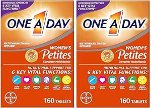 ONE A DAY Women’s Petites Multivitamin,Supplement with Vitamin A, C, D, E and Zinc for Immune Health Support, B Vitamins, Biotin, Folate (as folic Acid) & More,Tablet, 160 Count (Pack of 2)