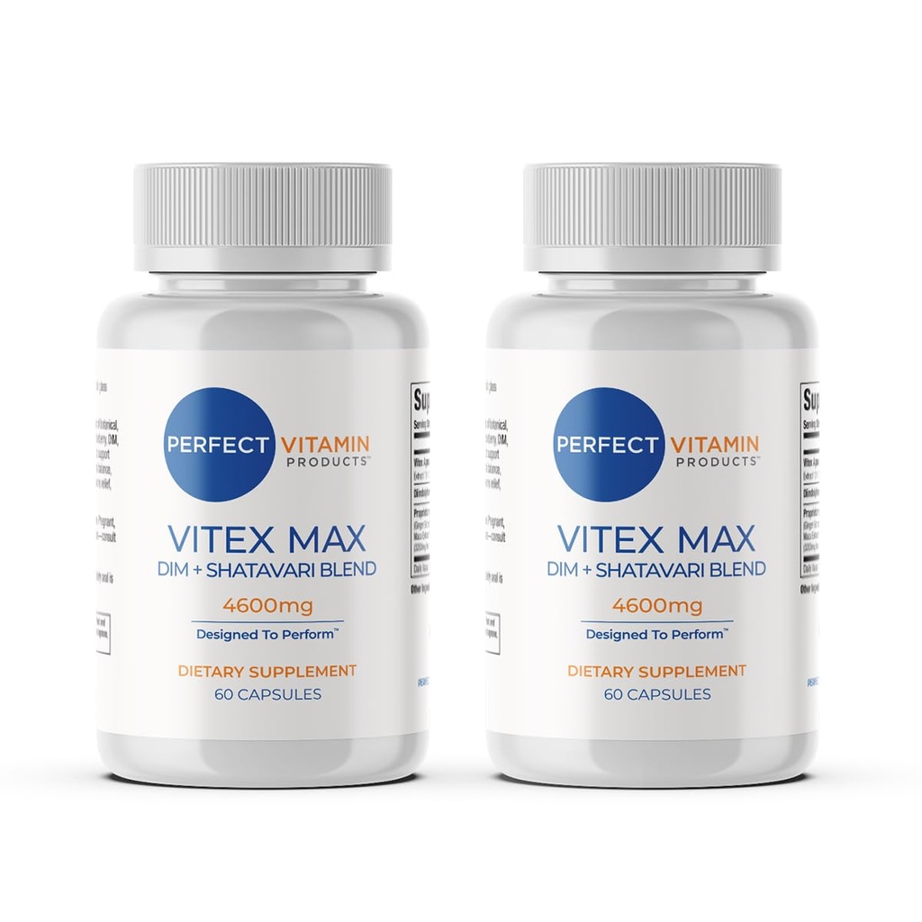 Vitex Max DIM + Shatavari – Hormone Balance & Menopause Support for Women – Vegan Blend with Adaptogens for Mood, Cycle & Stress Relief – 4600mg (2-Pack)