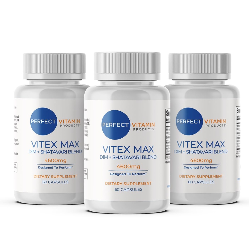 Vitex Max DIM + Shatavari – Hormone Balance & Menopause Support for Women – Vegan Blend with Adaptogens for Mood, Cycle & Stress Relief – 4600mg (3-Pack)