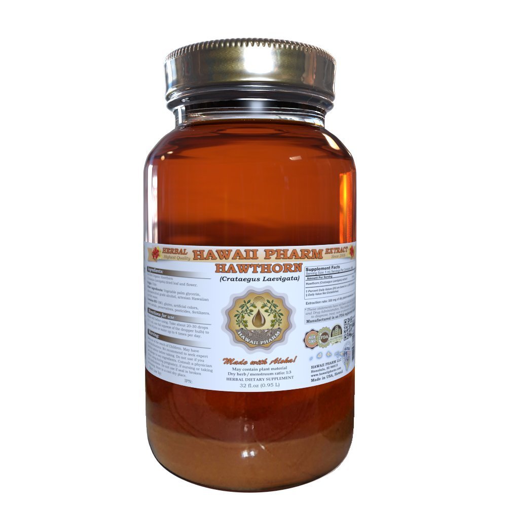 Hawaii Pharm Hawthorn (Crataegus Laevigata) Liquid Extract 32 oz Unfiltered