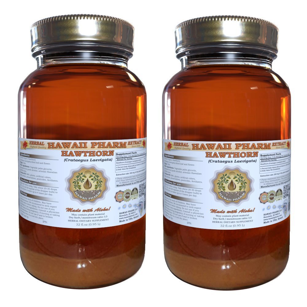 Hawaii Pharm Hawthorn (Crataegus Laevigata) Liquid Extract 2x32 oz Unfiltered