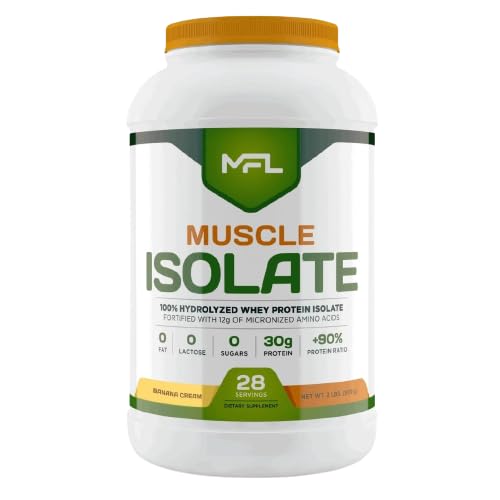 MFL 100% Pure Isolate Protein 2 lbs l 30g of Protein l 12g Amino Acids l Keto Friendly l Low Carbs | 28 Servings (Banana Cream)