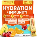 Venture Pal 2-in-1 Hydration + Immune Electrolytes Powder Packets with 7 Electrolytes & 6 Vitamins, Elderberry, Turmeric, Echinacea | Liquid Daily IV Drink Mix | Sugar Free | Keto Friendly, 16 Sticks