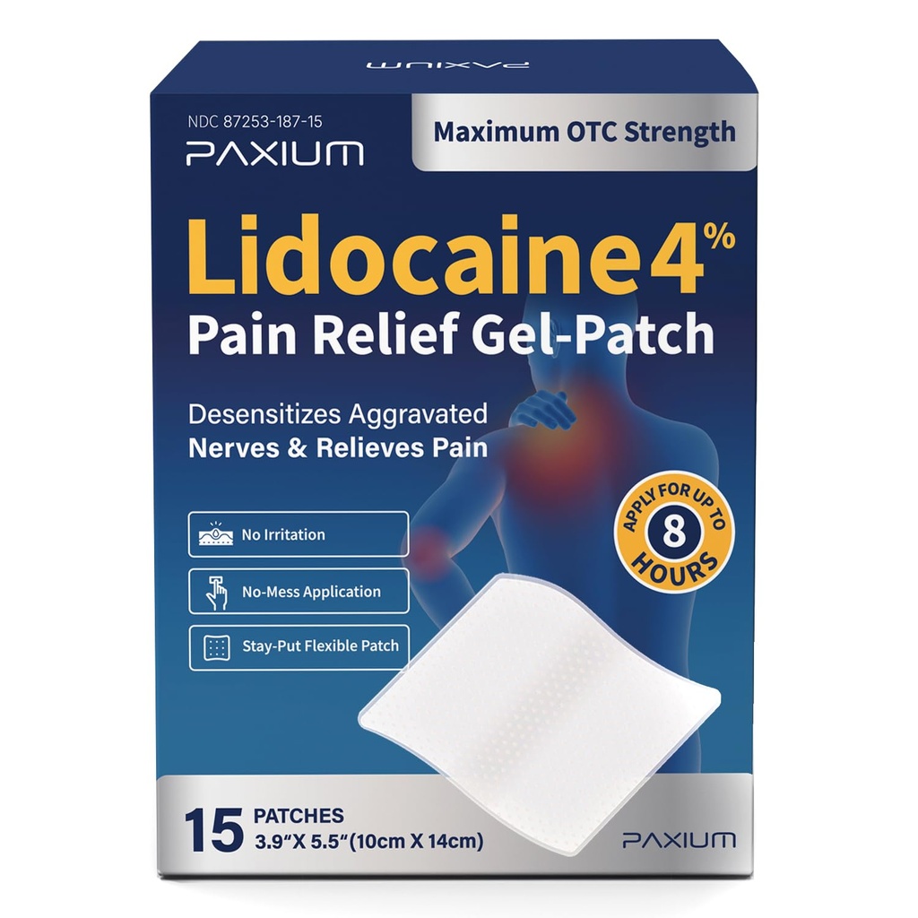 4% Lidocaine Patches Maximum Strength: Pain Relief Patch for Back Neck Shoulders Knees Elbows - Topical Analgesic 15 Count