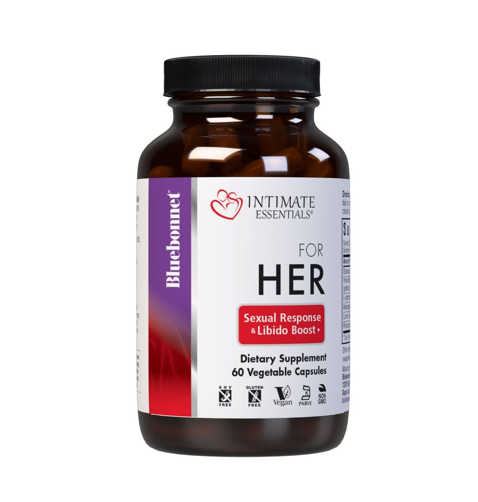 Bluebonnet Nutrition Intimate Essentials for Her Sexual Response & Libido Boost*, Non-GMO, Vegan, Kosher, Gluten-Free, Soy-Free, Milk-Free, 60 Vegetable Capsules, 30 Servings