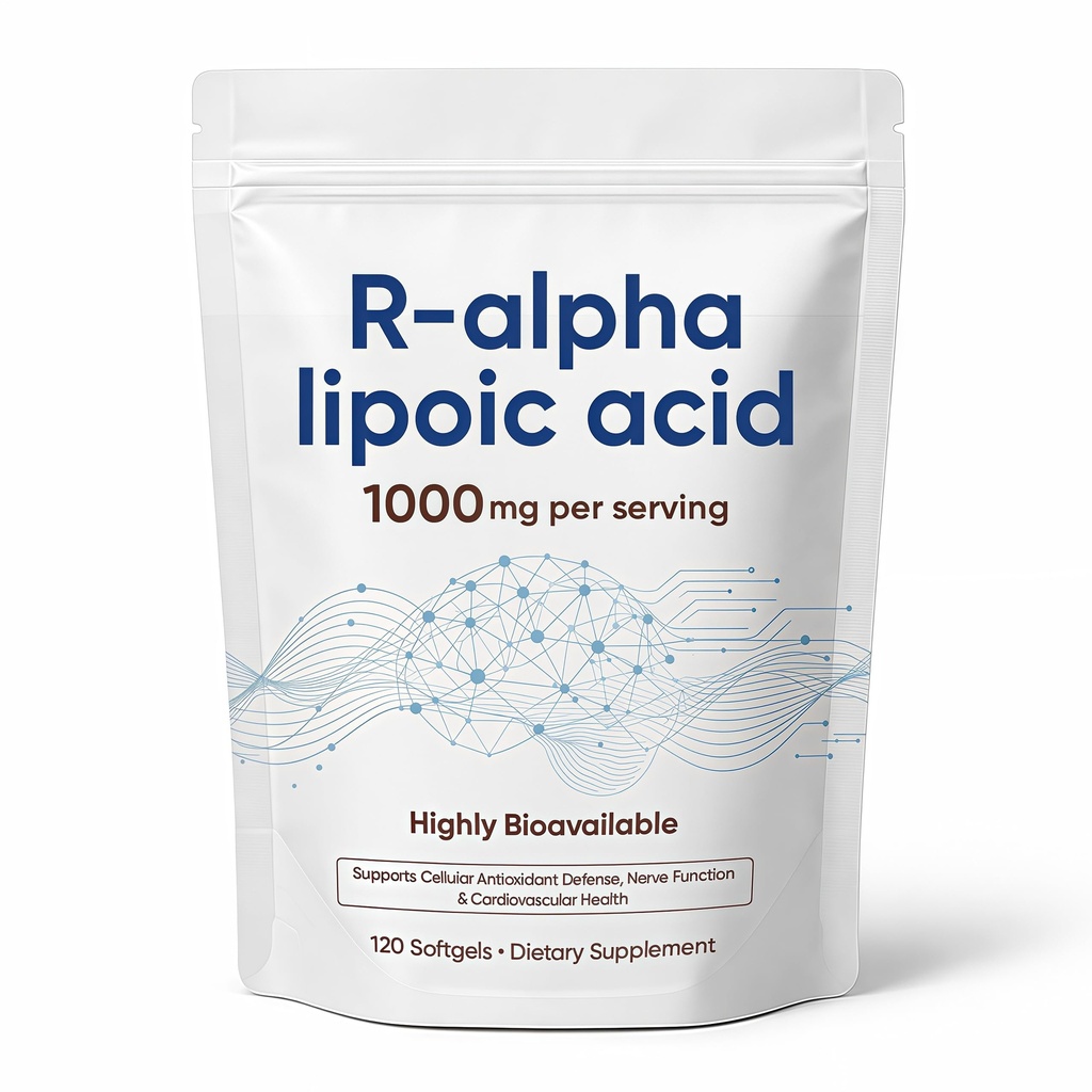 Alpha Lipoic Acid 1000mg with Coconut Oil, Superior Bioavailability Active Form, High Potency ALA Supplement for Nerve, Liver & Antioxidant Support, Gluten-Free, 120 Softgels(1pcs)