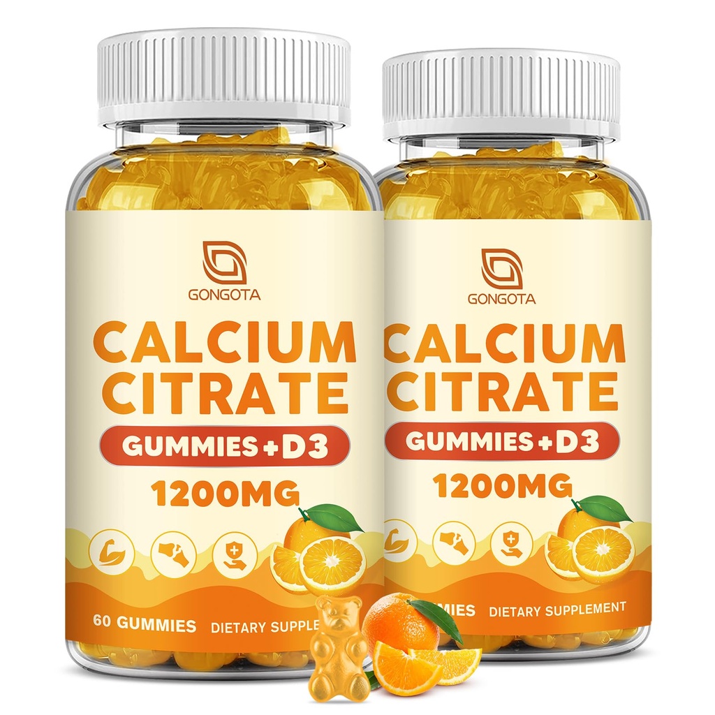 Calcium Citrate 1200mg with Vitamin D3 Gummies – Pure Formula calcium supplement, Bone Health Support for Women, Men, Seniors – High Absorption, Easy to Digest, Sugar Free, Orange Flavor,60 Day Supply