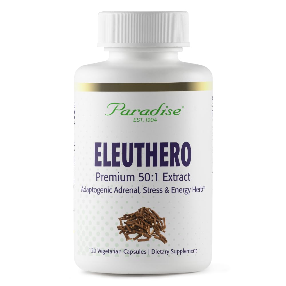 Paradise Herbs Eleuthero Root Extract, Adaptogen Supplement, Super Potent, Ultra Pure, Vegan, Non-GMO, 120 Vegetarian Capsules