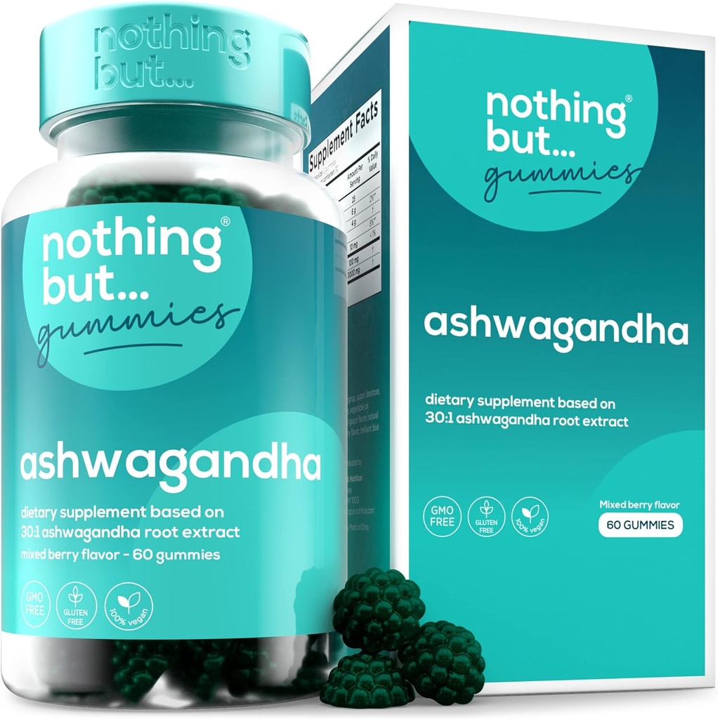 Ashwagandha Gummies for Women and Men, Ashwagandha Root, Supplements to Help Reduce Stress, Immunity & Improve Sleep, Gluten Free & Non GMO, 60 Vegan Ashwagandha Gummies