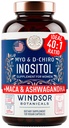 Myo-Inositol & D-Chiro Inositol 40:1 Ratio 2,000 mg - PCOS Supplements with Maca Root & Ashwagandha - Ovarian Health Support Vitamins - Hormone & Fertility Supplements for Women - 120 Vegan Caps