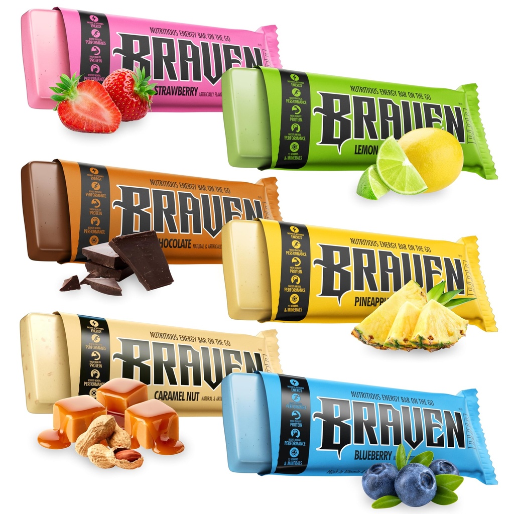 Braven Bar Assorted Energy Bars Variety Pack (1.59 oz, Pack of 10) – Performance Fuel On the Go – Soft & Chewy Candy-Like Texture – 13 Vitamins & Minerals – No Caffeine, No Crash – No Artificial Dyes – Gluten Free