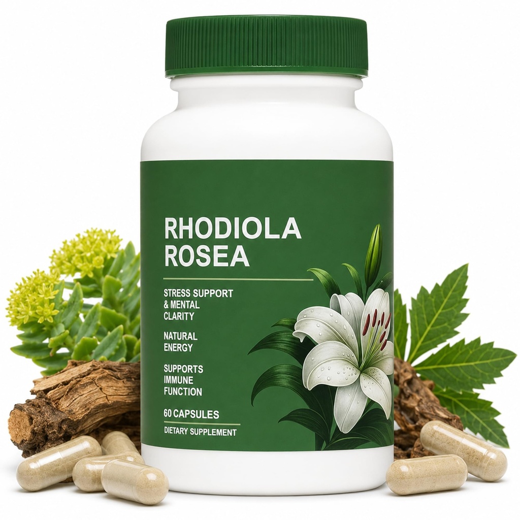 Rhodiola Rosea Supplement Organic - Adaptogenic Herbal Blend with Rhodiola for Stress Relief, which Helps Relieve Stress, Improve Focus, Boost Energy, and Enhance Immunity，Natural, Non-GMO