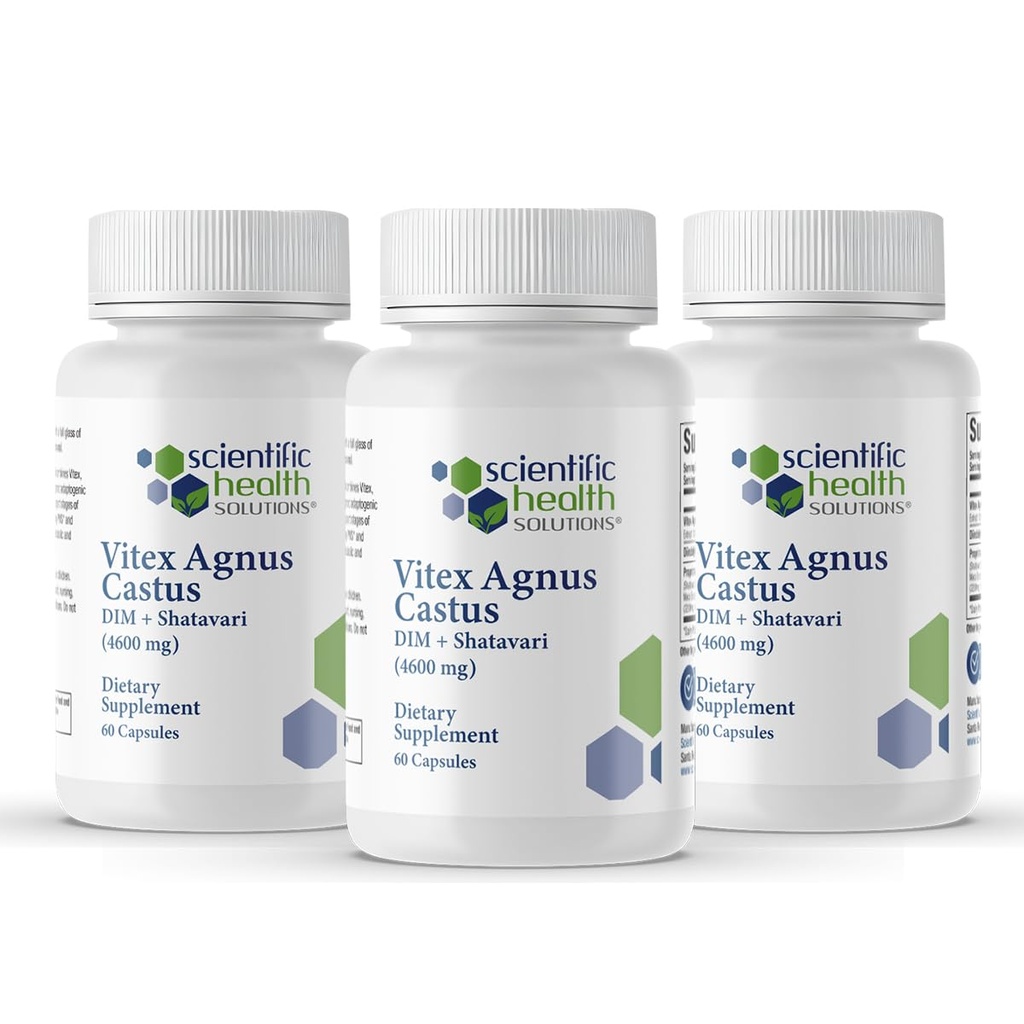 Vitex + DIM + Shatavari Hormone Balance Supplement – PMS, Menopause & Cycle Support for Women – Adaptogenic Complex with Maca, Ashwagandha, Dandelion – Vegan (3-Pack)