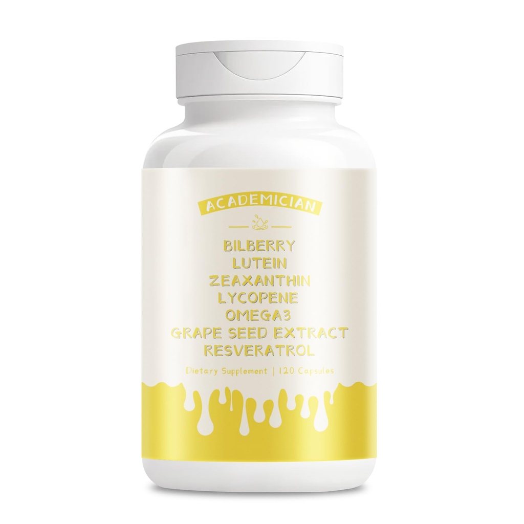 Grape Seed Extract Capsules with Omega 3 Capsules Bilberry Lutein Zeaxanthin Supplement - 120 Count