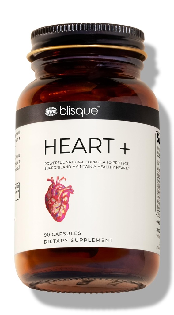 Blisque – Natural Blood Pressure Support Supplement for Heart Health and Circulation | Doctor-Approved | with 200 mg CoQ10, Hawthorn Berry, Beet Root, Turmeric | 90 Capsules