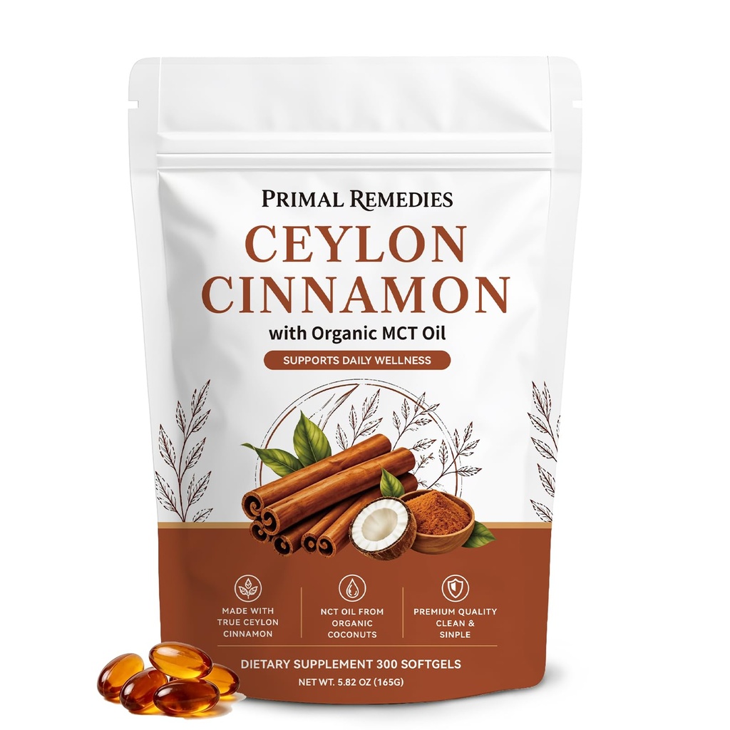 Ceylon Cinnamon, 300 Softgels with Mct Oil, for Daily Wellness Routine (1PCS)