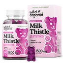 Wild & Organic Milk Thistle Gummies 1500 mg - Milk Thistle Supplement for Liver Cleanse Detox - Silymarin Liver Detox Gummies - 30 Days Supply - 60 Vegan, Non-GMO Chews