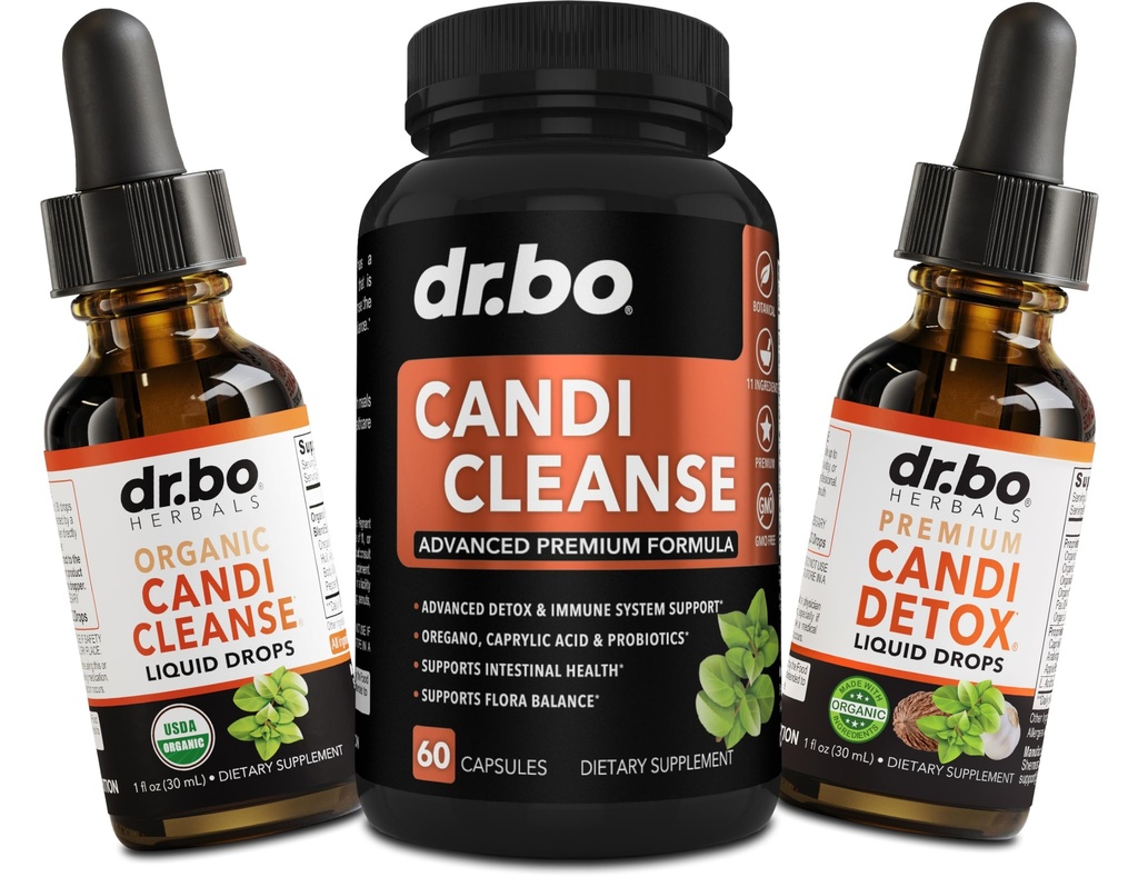 Candida Cleanse Detox Pills & Drops - Organic Oregano Oil Drops, Caprylic Acid Black Walnut Wormwood Candi Support Capsules Kit - Natural Oral Complex Supplements