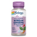 SOLARAY Korean Ginseng Root Extract - Herbal Support for Occasional Stress, Energy, and Physical Endurance - 5% Ginsenosides - Vegan, Lab Verified - 60 Servings, 60 VegCaps