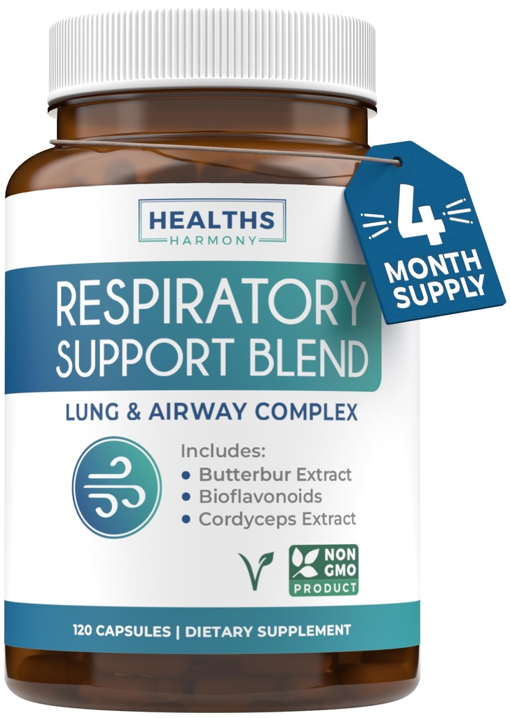 Respiratory Lung Health Supplement - Invigorating Lung Support Supplement Helps Support Clear Airways Mucus Removal and Seasonal or Year Round Detox - Vegan Herbal Non-GMO Formula (4 Months Supply)
