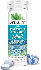 Zenwise Health Digestive Enzyme Breath Mints for Gut Health, ICY Peppermint Flavor - Digestive Enzymes for Bloating Relief & Gut Support - Multi Enzymes Digestion Supplement - 30 Chewable Tablet