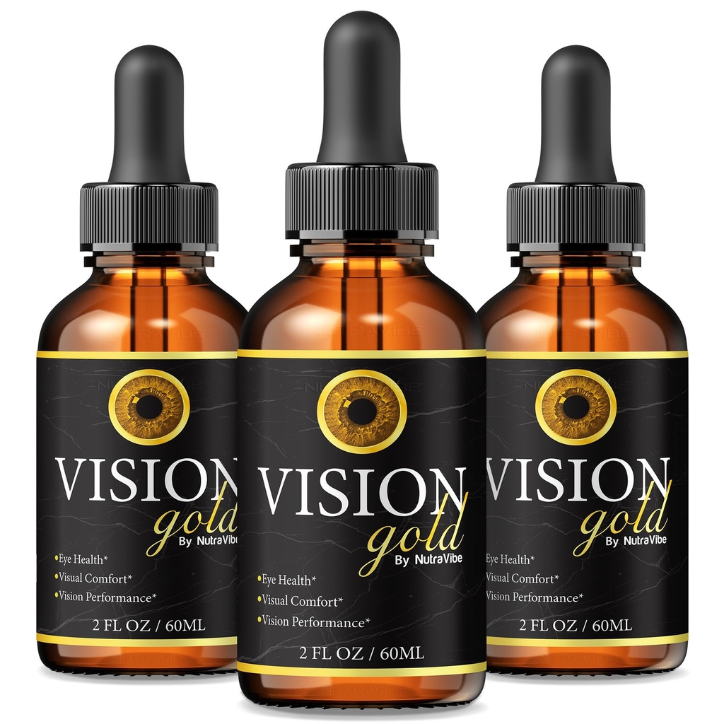 (3 Pack) Vision Gold Drops – Official VisionGold Nano Liquid Formula with Natural Ingredients – Oral Supplement for Vision Clarity, Digital Comfort & Gentle Eye Care | Easy-to-Use (90 Servings)