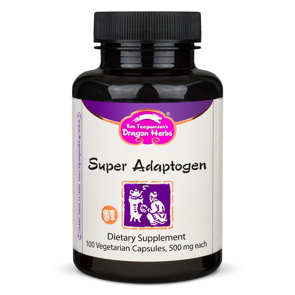Dragon Herbs Super Adaptogen | All Natural Supplement to Support Well-Being, Mood, Immune Function, Strong Adaptive Response | All Natural Ingredients, Non-GMO (100 Capsules, 500 mg Per Capsule)”