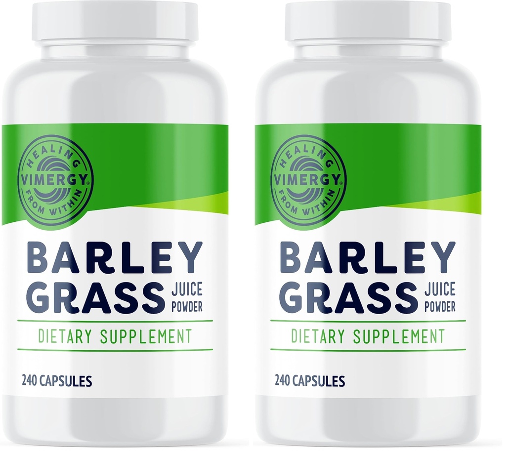 Vimergy Barley Grass Juice Capsules– Clean Superfood-Packed Capsule – Promotes Cardiovascular Health* – Non-GMO, Vegan & Gluten-Free – 240 caps (Pack of 2)