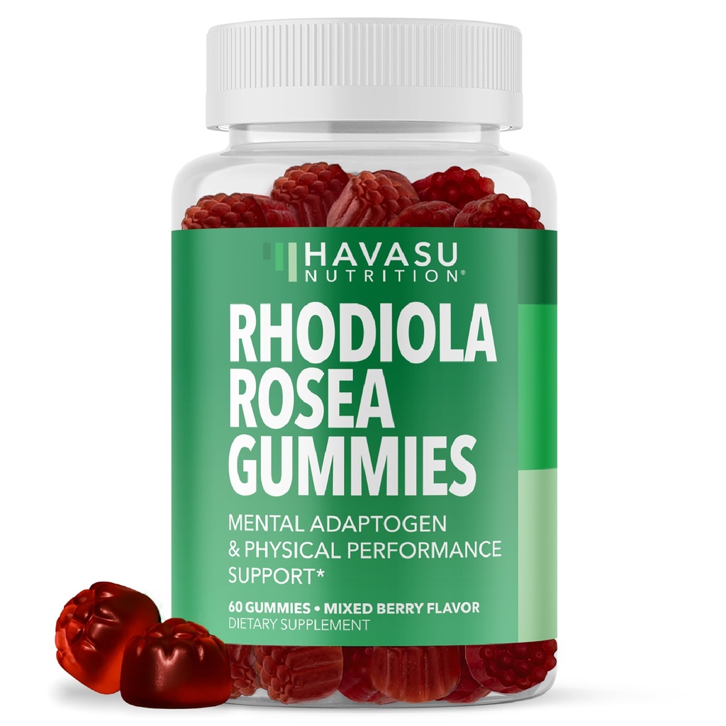 Rhodiola Rosea Gummies - Sugar Free Rhodiola Supplement - Adaptogen for Mental Clarity and Physical Performance - 60 Count - Vegan, Non-GMO and Gluten-Free - Mixed Berry Flavor 1-Month Supply