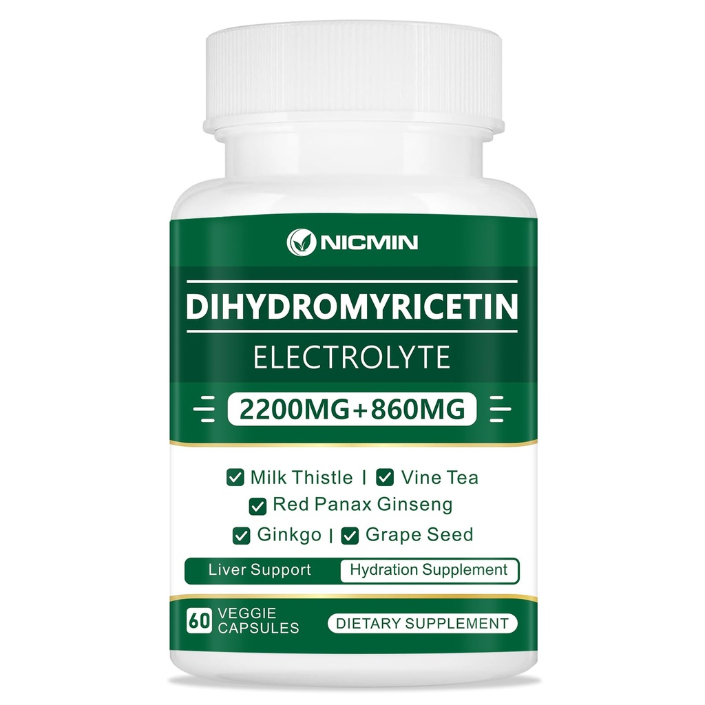 DHM Supplements DHM 2200MG - High Potency Dihydromyricetin Capsules for Liver Support & Detoxification, Vegan & Non-GMO 60 Capsules