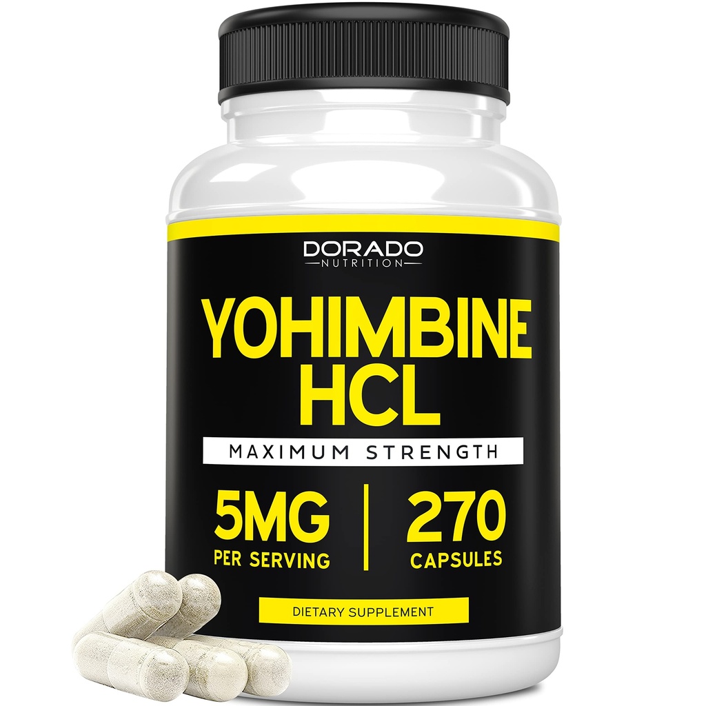 Yohimbine HCL 5mg for Men and Women (270 Capsules) More Potent Than Yohimbe Bark Powder - Quality Guarantee - Third Party Tested for Potency & Purity - Vegan, Gluten Free & Non-GMO - USA Made