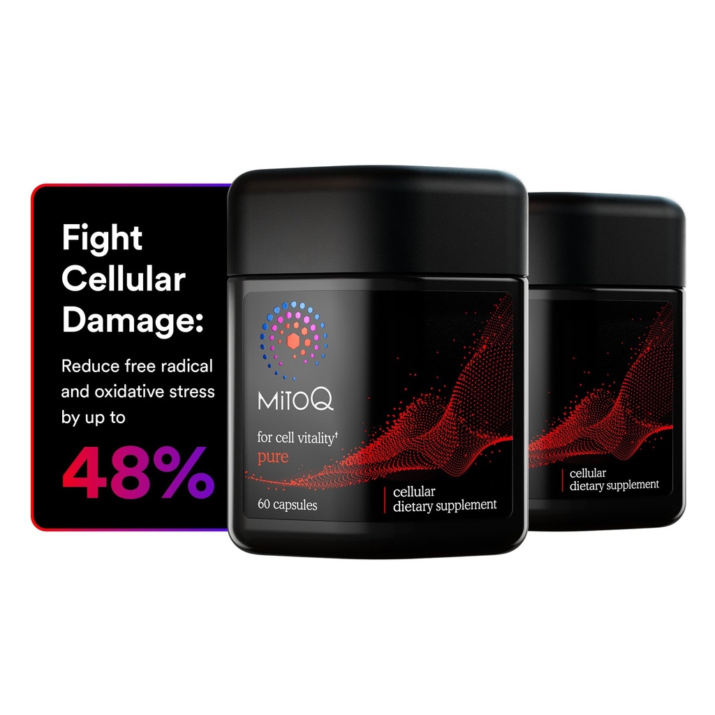MitoQ Pure Advanced Mitochondria Supplement - Superior Bioavailability to CoQ10 - Patented Vitality Supplement for Sustained Energy, Heart Health, Metabolic Support, and Healthy Aging (120 Capsules)