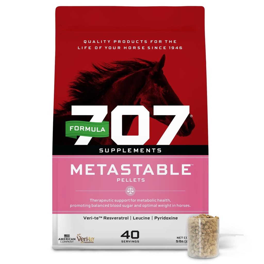Formula 707 MetaStable Pellets for Horses 5 lb Bag – 40 Servings – University-Studied Support for Horses with Laminitis, Insulin Resistance & Metabolic Disorders